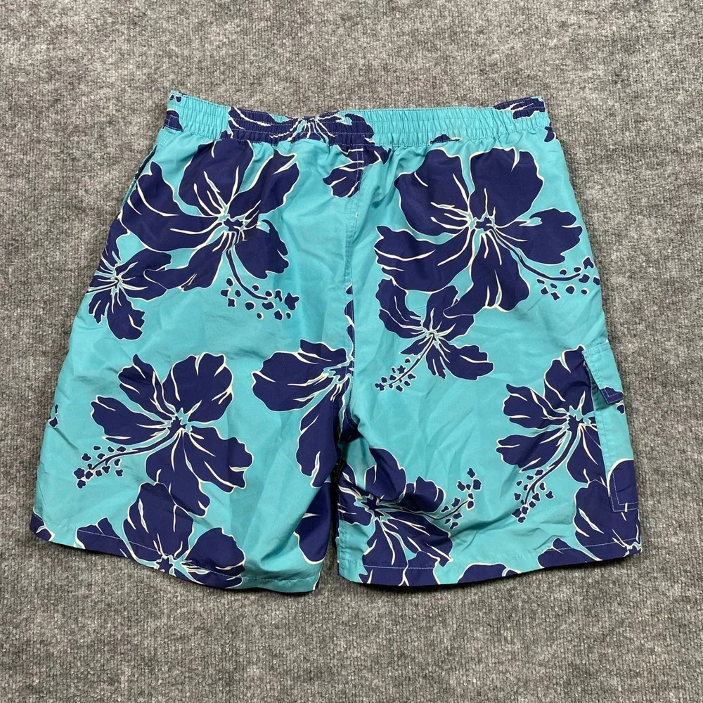 Polo Ralph Lauren Mens Floral Hibiscus Swim Trunks Turquoise Navy Blue Large‎